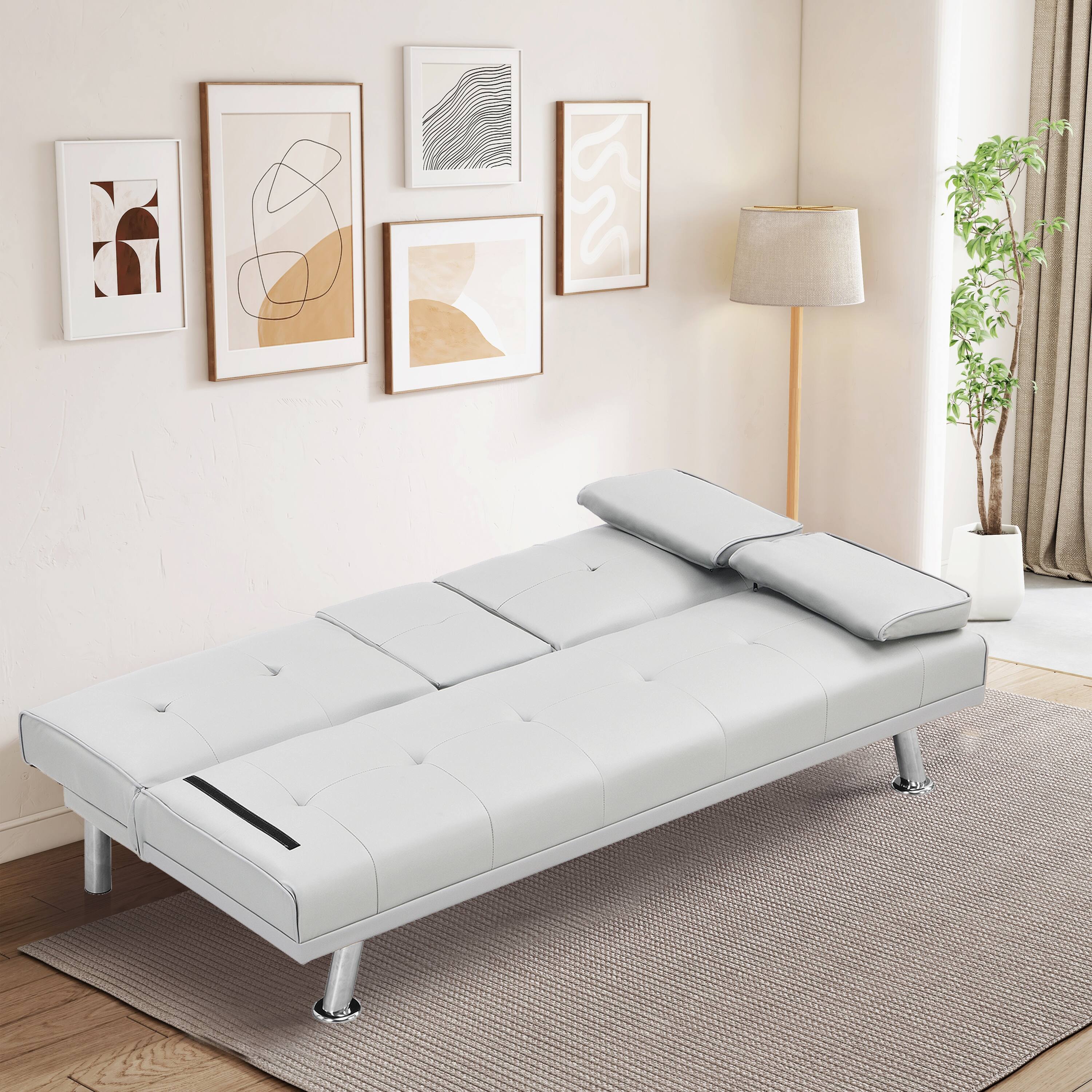 67" PU Multifunctional Double Folding Sofa Bed for Office with Coffee Table Bed Bath & Beyond